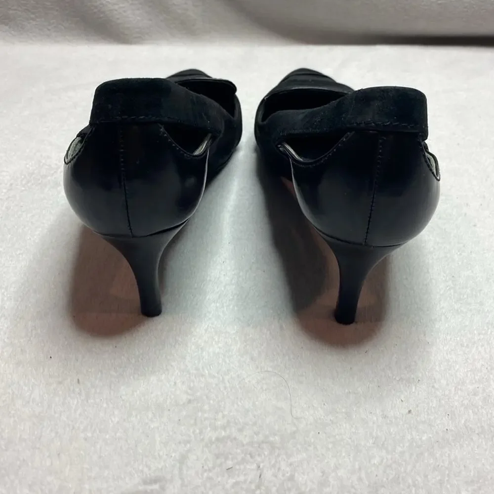 Tory Burch Saray Black patent leather and suede kitten heels size 6